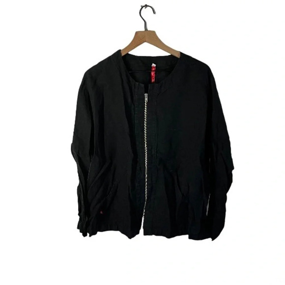 Babette SF Black Linen Zip Jacket - Picture 1 of 7